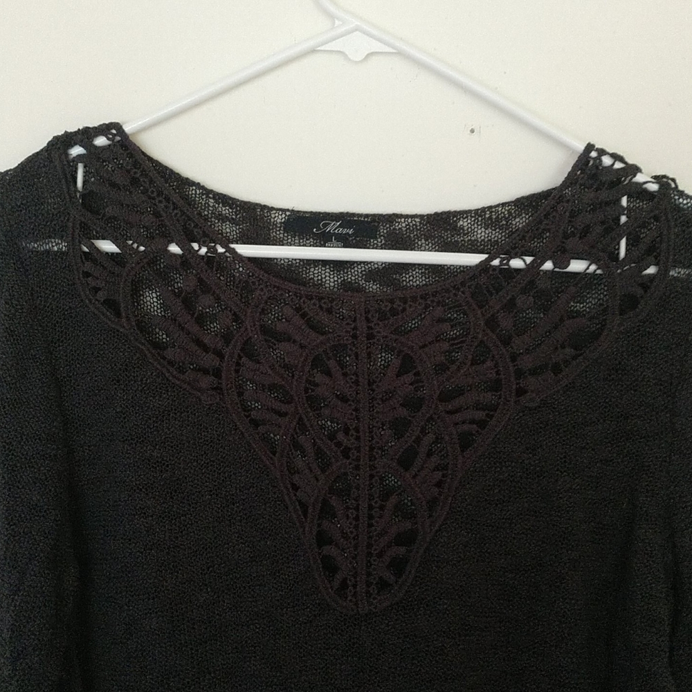 Mavi Navy Crochet Lace Sweater